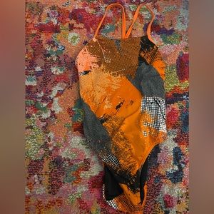 Speedo Endurance Orange Patterned Competition Practice Suit🍊